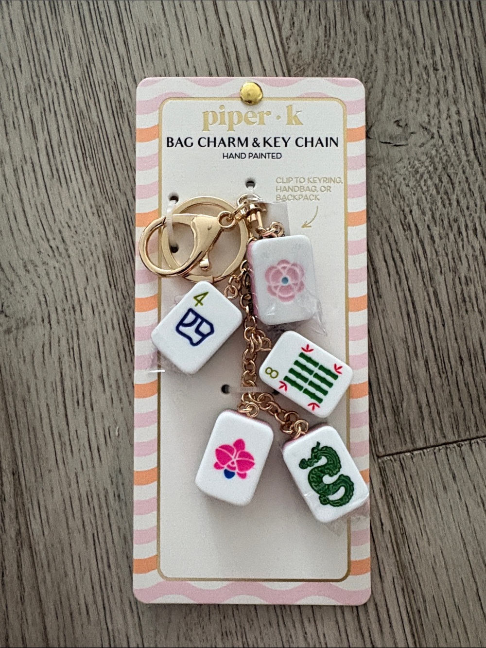 Piper K Mahjong Tile Keychain Bag Charm